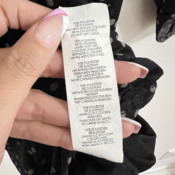 Nasty Gal Polka Dot Mini Dress Size US 6 / UK 10 Mesh Sleeve Ruched Romantic - Picture 5 of 8